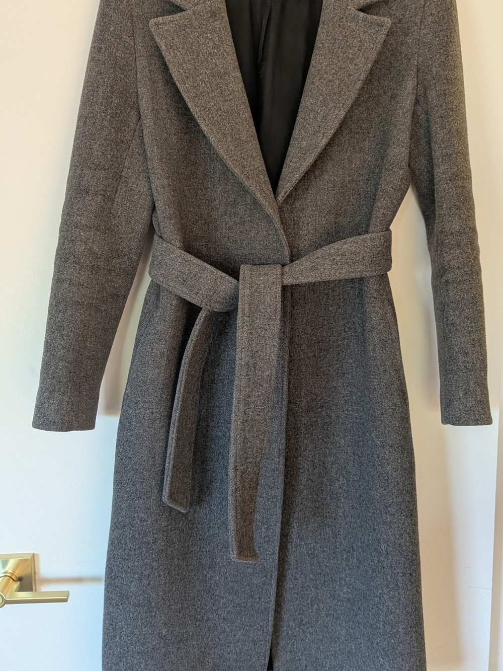 Claudie Pierlot Grey Belted Wool Cashmere Long Coat
